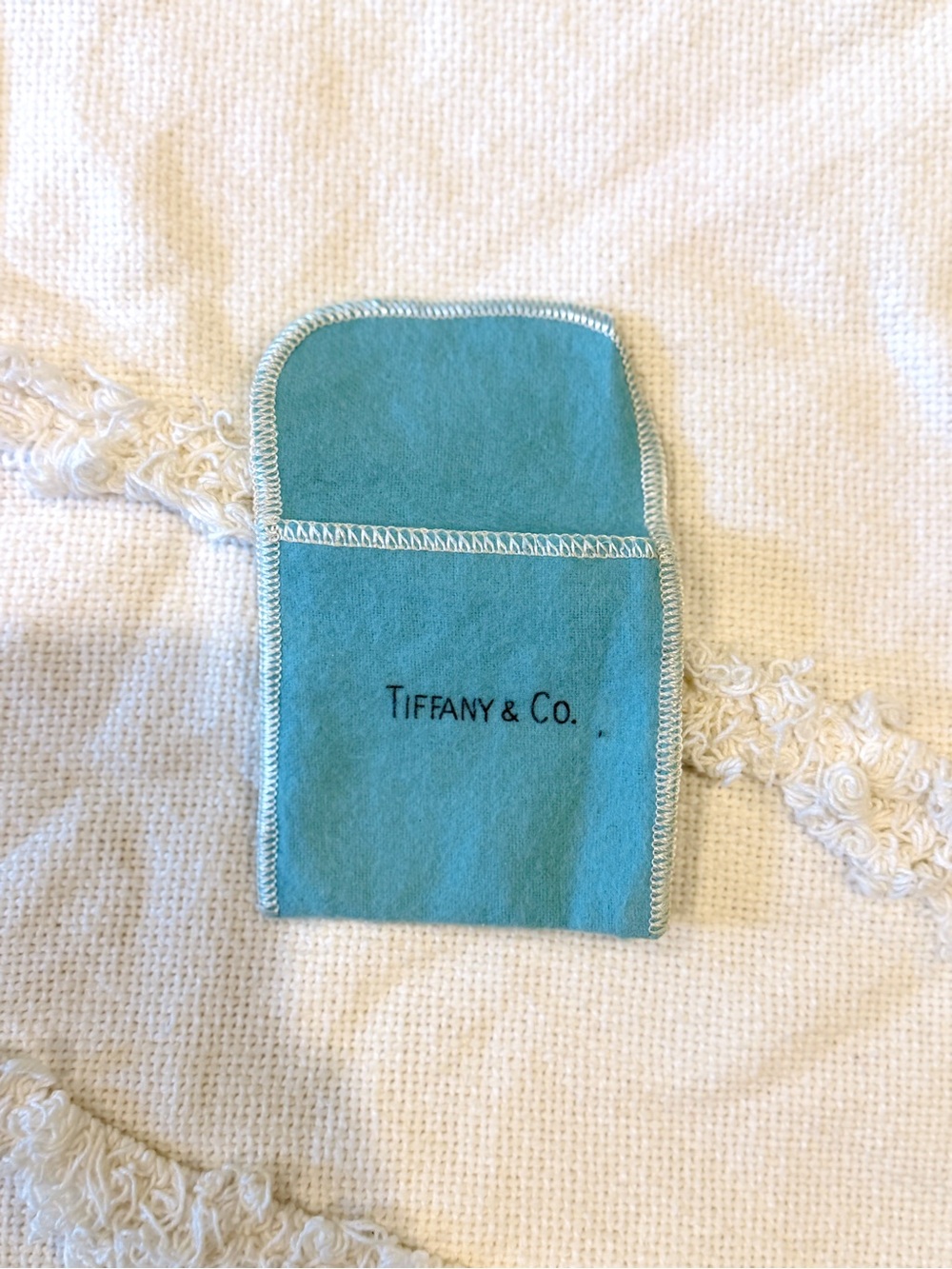Vintage Tiffany & Co. robin's-egg blue suede key/card pouch